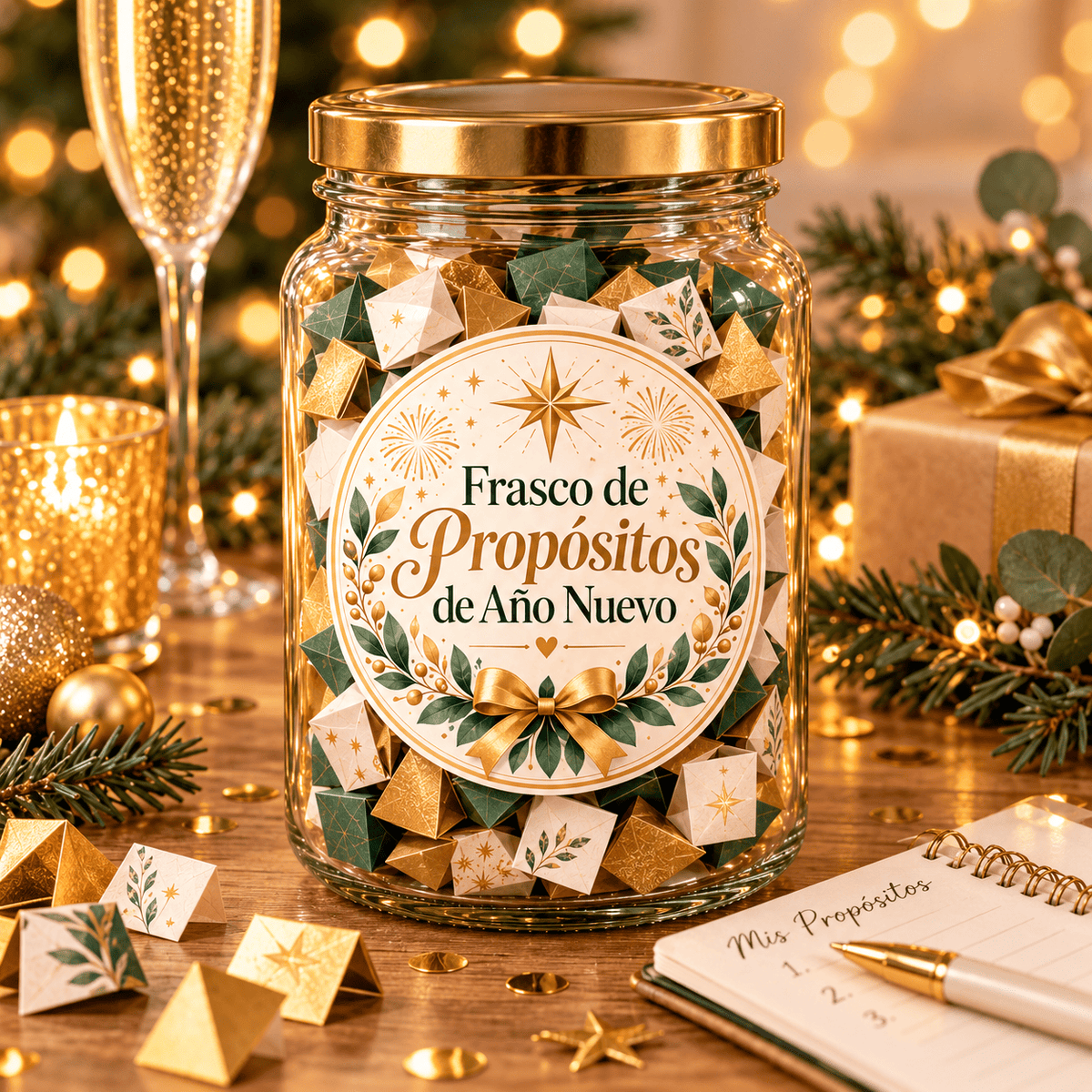 Frasco de Propósitos de Año Nuevo